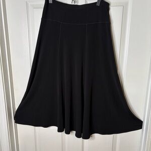 Eva Varro Long 6 Panel Black Skirt A line Flare Sz M